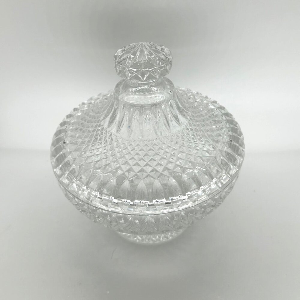 Vintage Candy Dish with Lid Leonard Silver - Empress Lead Crystal Powder Box - Picture 3 of 10
